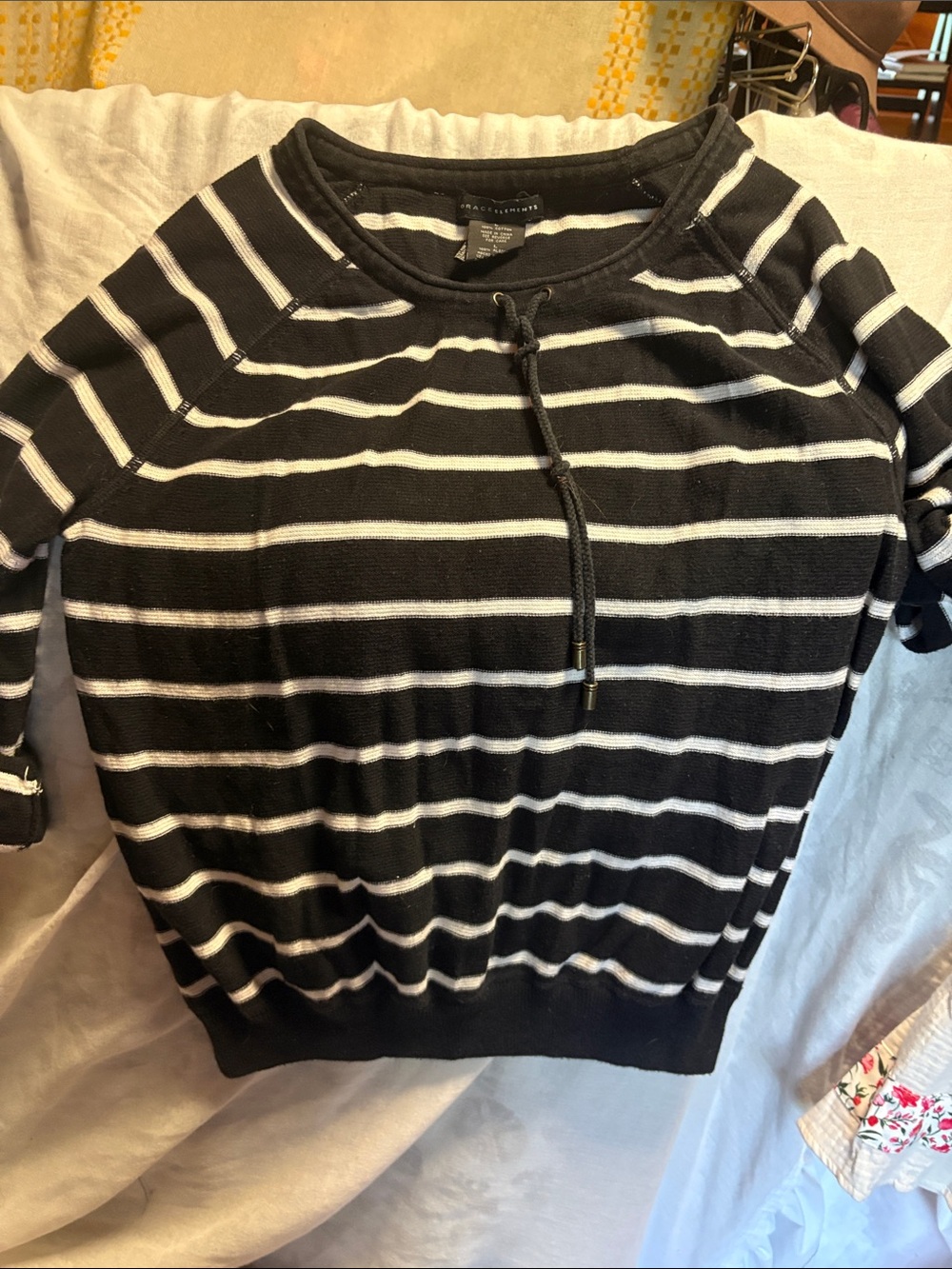 Grace Elements Black and White Striped Crewneck Sweater 21”PTP